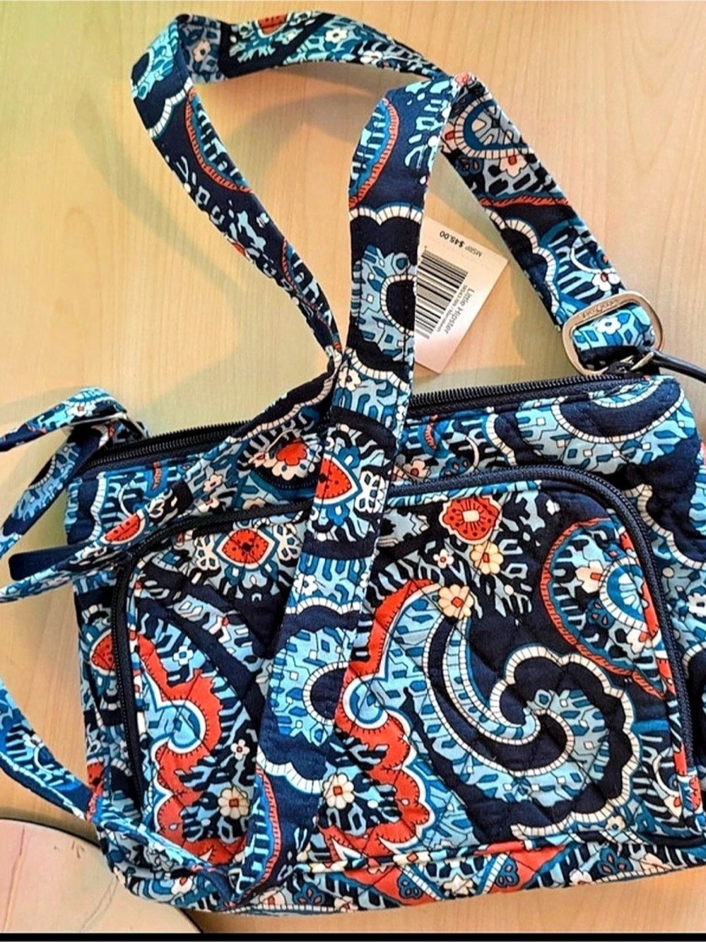 Vera Bradley Little Hipster Paisley Shoulder Bag Blue & Red